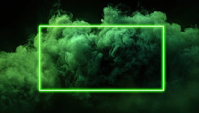 Green smoky frame on black background