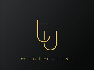 TU Minimalist Logo with Interlocking Shapes on Solid Black Background. A clean and modern minimalist logo design.