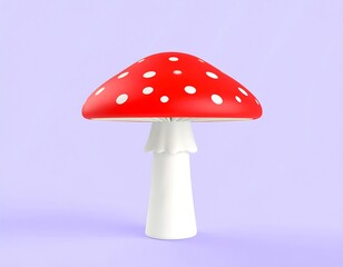 3D render of a bright red mushroom
