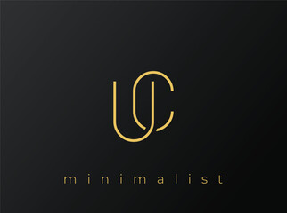 UC Minimalist Logo with Interlocking Shapes on Solid Black Background. A clean and modern minimalist logo design.