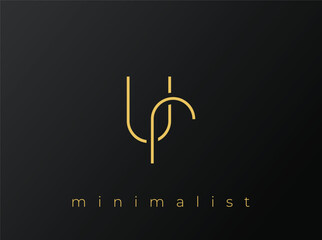 UR Minimalist Logo with Interlocking Shapes on Solid Black Background. A clean and modern minimalist logo design.