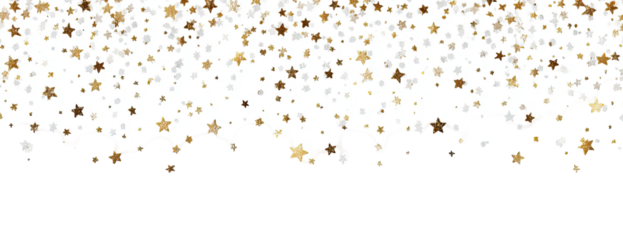 Gold and white star confetti on a black silhouette border