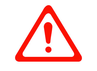 A red triangle with a white exclamation mark inside, isolated on a transparent background,...