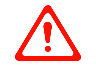 A red triangle with a white exclamation mark inside, isolated on a transparent background, signifying a hazard or important warning