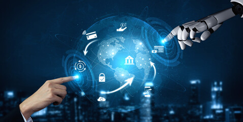 AI managing digital payment network, verifying transactions, enhancing security, and processing...