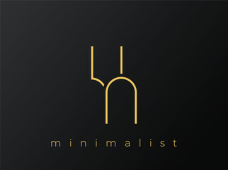 VN Minimalist Logo with Interlocking Shapes on Solid Black Background. A clean and modern minimalist logo design.