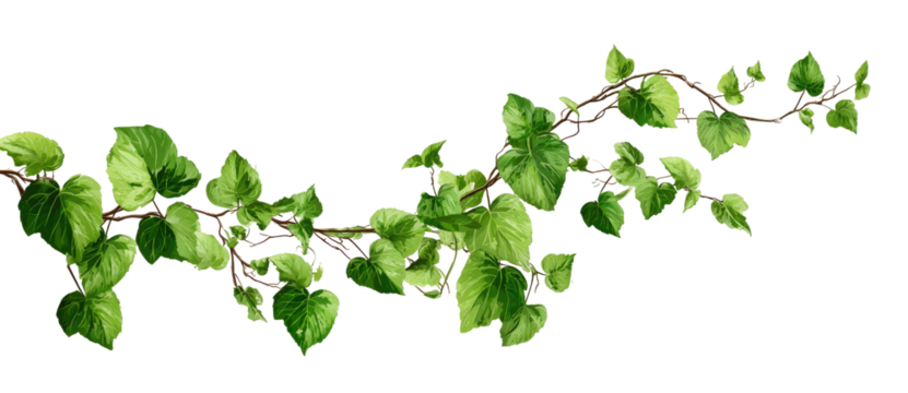 A branch of vibrant green ivy with detailed leaves and stems
