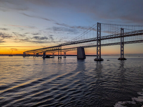 Chesapeake bay bridge at sunset