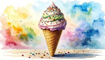 Colorful Ice Cream Cone Painting