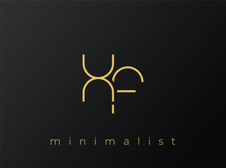XF Minimalist Logo with Interlocking Shapes on Solid Black Background. A clean and modern minimalist logo design.