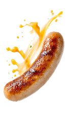 Premium sausage in high resolution, presented in a modern minimalist style with a floating look effect, absolutely no shadows and reflections, no floor contact, no base, clipping path ready, ideal for