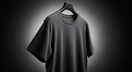 Gray T-shirt Hanging on Hanger