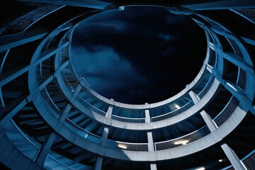 Spiraling garage at night