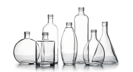 Glass Bottle Assortment on White