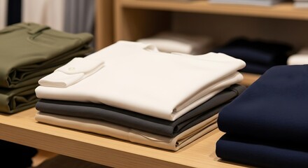 Folded Clothes on a Shelf