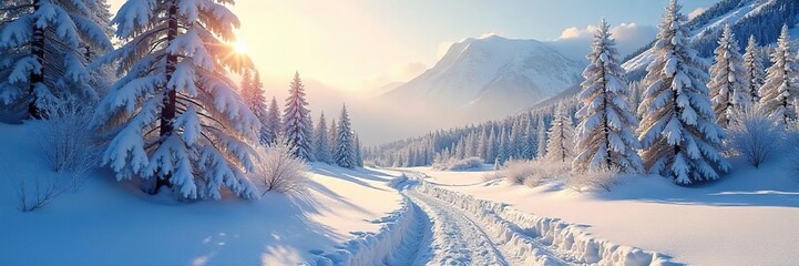 Frozen landscape, stark beauty of a Colorado winter morning Sunlight glints off icy trees and snow-covered ground Perfect for winter, nature, and travel themes , winter, ice