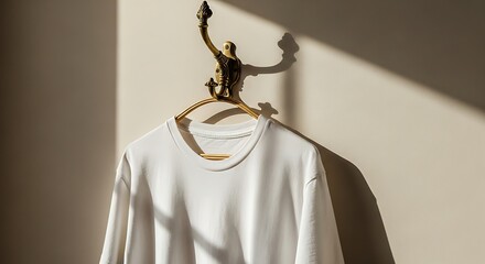 White T-shirt on Gold Hanger