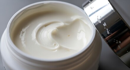 Cream in Jar with Open Lid