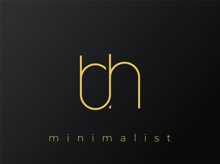 BH Minimalist Logo with Interlocking Shapes on Solid Black Background. A clean and modern minimalist logo design.