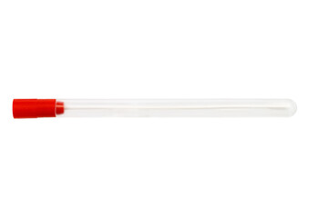 Sterile swab in a test tube for collecting secretions. Sterile tampon with a plastic handle and a cotton tip in a tube.