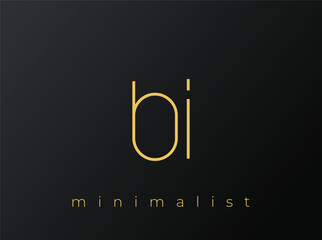 BI Minimalist Logo with Interlocking Shapes on Solid Black Background. A clean and modern minimalist logo design.