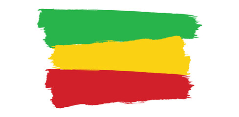 Rasta Colors Stripes Brush Stroke Design Graphic Rasta Illustration Green Yellow Red Reggae on transparent background