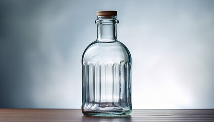 A Clear Glass Bottle Is Sitting On A Table The Bottle Is Empty And Has A Clear Glass Top