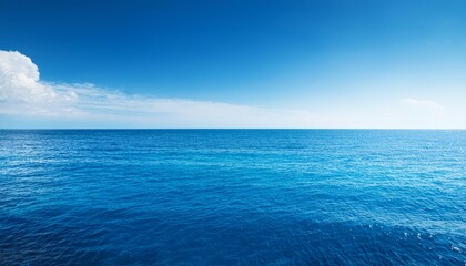 Fototapeta premium sea view at vacation summer day sea surface close up shot blue sky with clear horizon nobody beautiful summer background for resort vacation concept