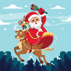 Santa Claus Riding Sleigh wit...