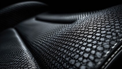Close-up view of dark textured leather