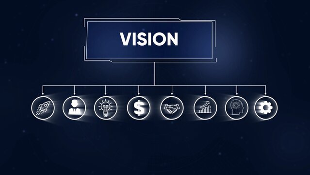 Business Vision Concept Flowchart with Icons Representing Goals and Strategy image photo