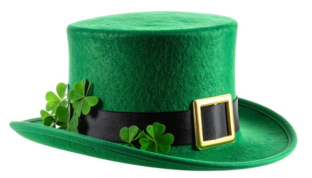 Green top hat with shamrocks and buckle