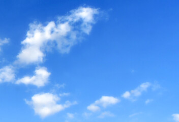 Blue sky with white fluffy cloud. Cumulus clouds background. Cloudscape morning sky. The concepts of freedom of life, never give up and positive though energy.