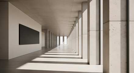 Obraz premium Modern Architectural Interior with Columns and Light for Design Mockups