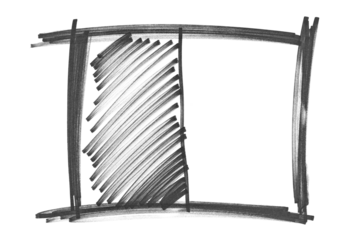 Square, half hatched black marker isolated on white background	