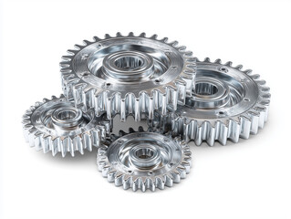 Silver metallic gears mechanism, technology 