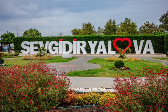 Sevgi Dir Yalova sign in city park