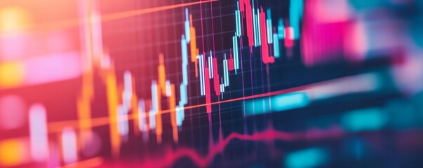 Abstract Candlestick Chart on Screen, Finance, Stock Market