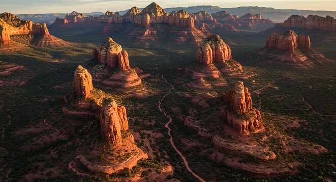 Majestic Sedona Red Rock Formations at Sunrise. - Powered by Adobe