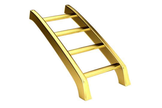 A gold ladder with four steps