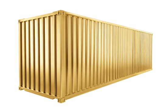 A large gold container with a white background