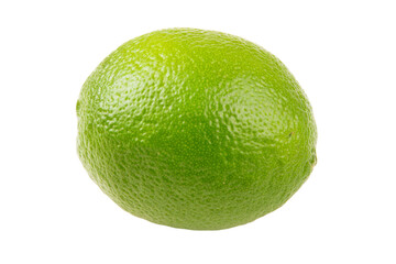A lime is sitting on a white background