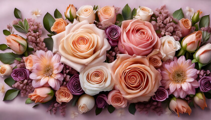 Obraz premium Floral Abundance A Lush Display Of Roses And Blossoms In Artistic Composition