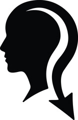 Illustrator Vector Head with Question Mark Arrow Thinking Concept silhouette