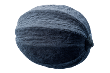 Textured blue velvet sphere on black background