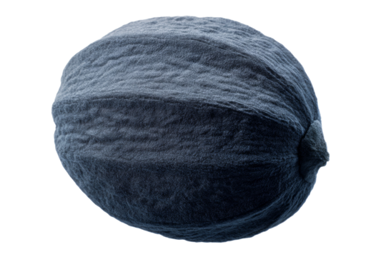 Textured blue velvet sphere on black background