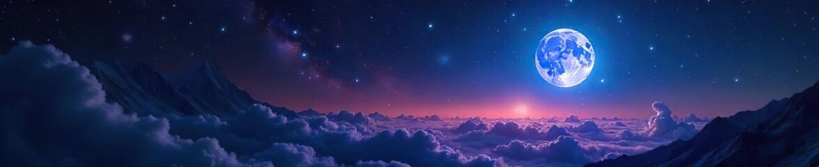 Ethereal moonlight bathes a vast, star-studded universe, celestial bodies glowing with soft, otherworldly light Perfect for fantasy, science fiction, and cosmic themes , outer space, cosmos