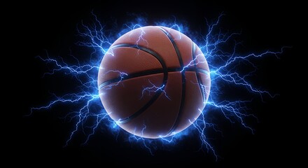 Basketball ball with electric aura