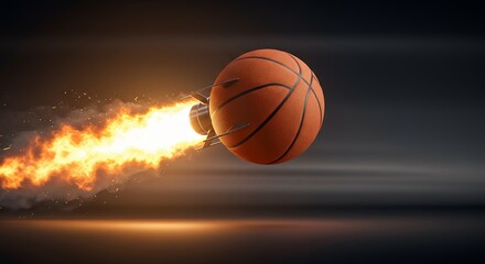 Fototapeta premium Basketball flying with fire