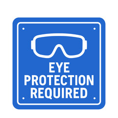 Safety sign indicating that eye protection is required in a specific area. Modern flat vector sticker label with icon and badge style, transparent background